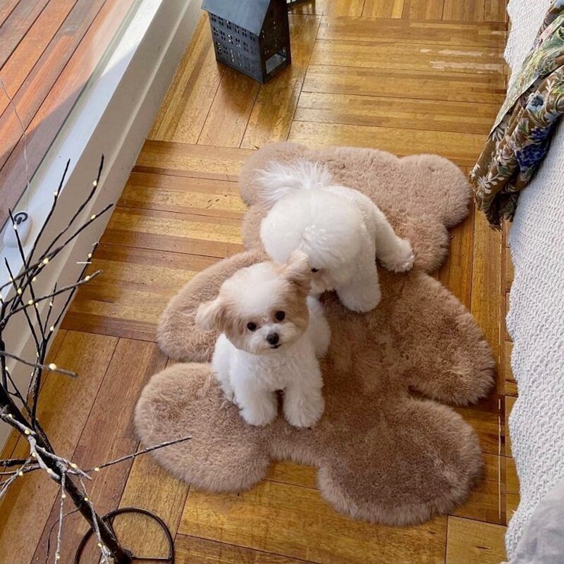 Cute Bear Shaped Pet Mat Blanket For Small dogs Indoor Sofa Protector Cat Nest Bed Car Cushion Travel Chihuahua Yorkshire Goods