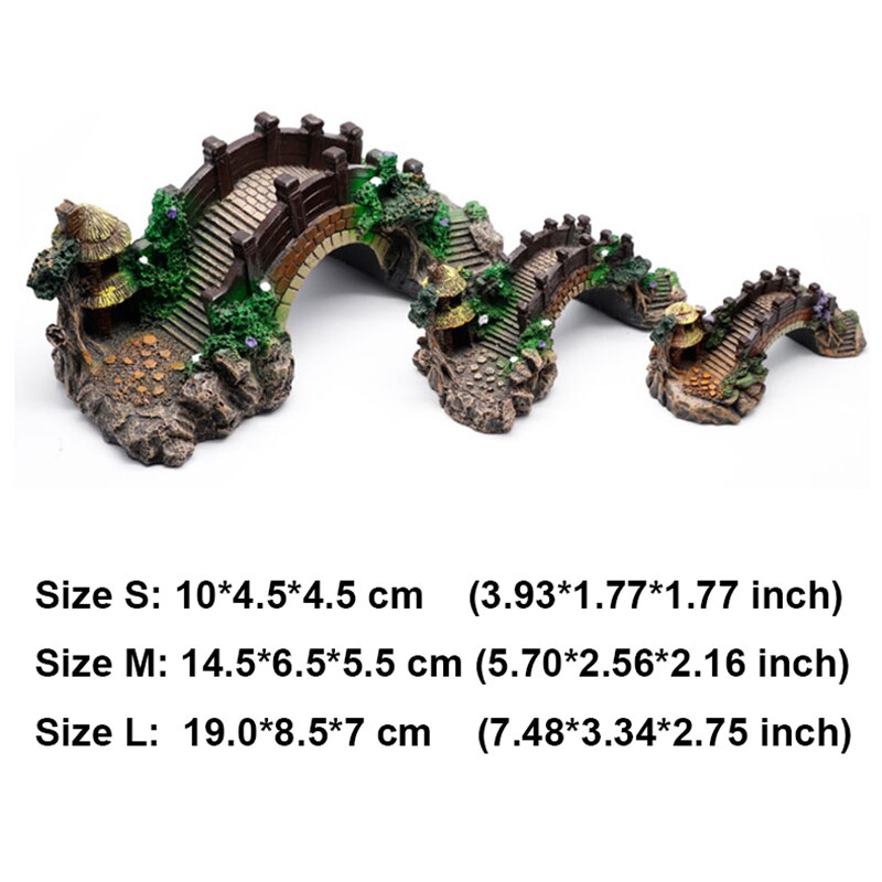 Retro Aquarium Decorative Bridge Fish Tank Landscaping Accessories Resin Bridge Cute Arch Bridge Aquatic Shelter Decor 10/14.5cm