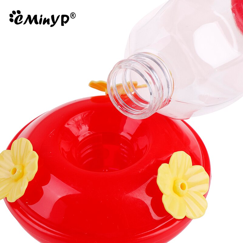 Plastic Hummingbird Feeder For Outdoor 480ML Wild Bird Feeder 3 Feeding Ports Iron Hook Hanging for Garden Tree Yard Outside