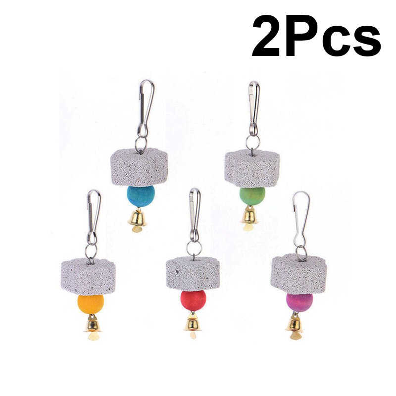 Parrot Hanging Chewing Toy 1/2Pcs Parrots Minerals Stone Molar Beak Trimmer Calcium Stone With Bell For Cockatiel African Grey