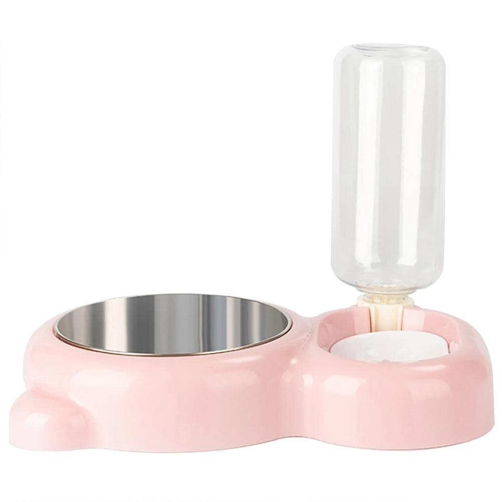 Dog Cat Bowl Double Bowl Automatic Drinking Feeding Bowl Anti-overturning Pet Supplies
