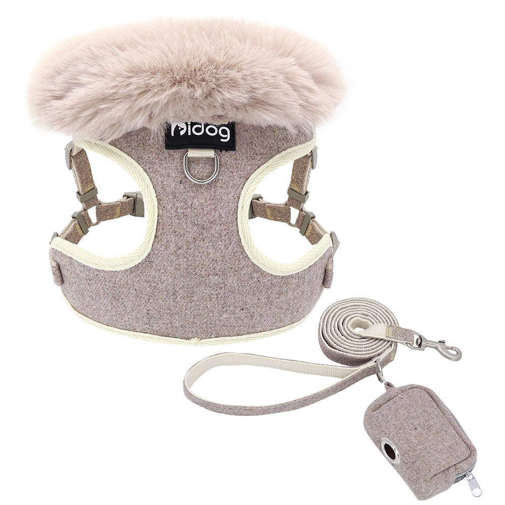 Soft Dog Harness Leash With Cute Bag Pet Puppy Cat Warm Mesh Vest Harness Walking Strap Adjustable For Small Medium Large Dogs