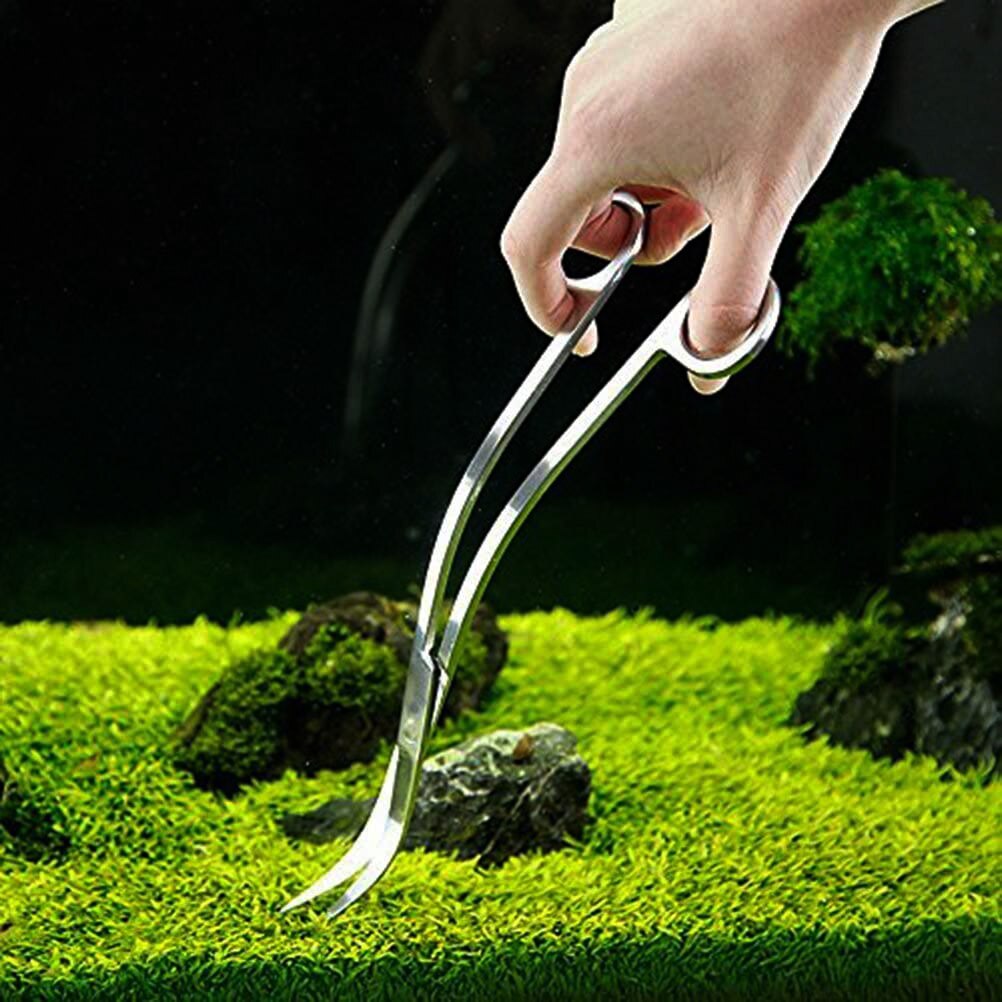 3 Styles Stainless Steel Aquarium Scissors Aquatic Maintenance Trim Tool Professional Fish Tank Planted Cleaning Tongs 25CM