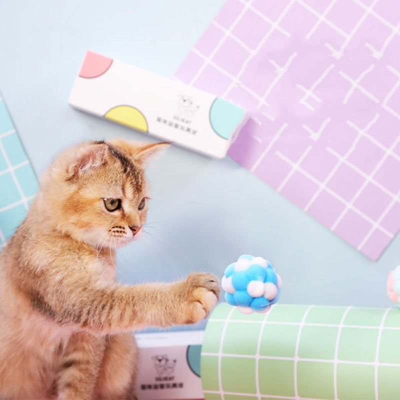 HOOPET Pet Toy Cat Training Palying Toy Ball Stuffed Toys Round Ball With Bells for Cat Dog