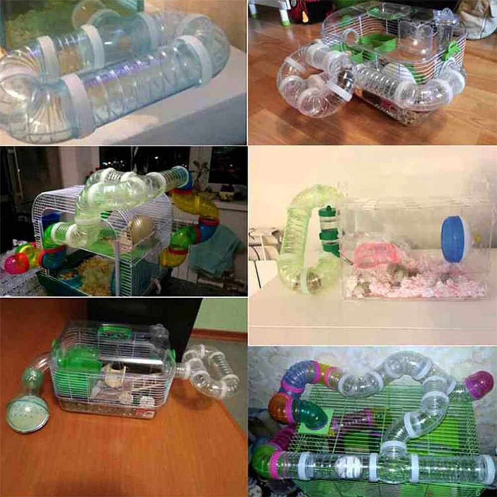 Hamster Tunnel Tube Part Transparent Curved Straight Tunnel Pipe DIY Small Pet Cage External Sports Tunnel Toy For Mouse Rat