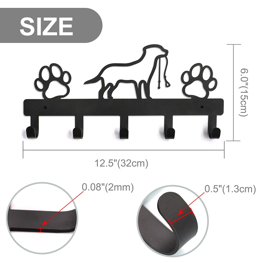 4/5/7 Hooks Organizer Creative Metal Dog Leash Hanger Hook Iron Art Wall-mounted Pet Toy Rack Holder Pet Storage Hooks Hangers