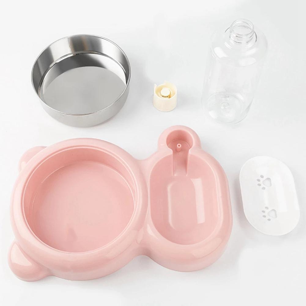 Dog Cat Bowl Double Bowl Automatic Drinking Feeding Bowl Anti-overturning Pet Supplies