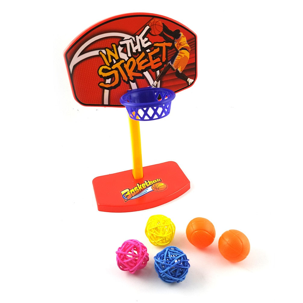 Bird Parrot Training Toy Pet Parakeet Basketball Hoop Props With Chew Balls Intelligence Toy For Bird Trick Education Playing