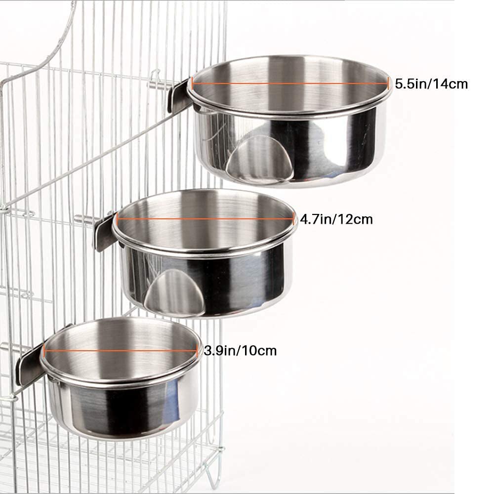 Parrot Feeding Cup Bird Food Dish Stainless Steel Parrot Feeder Water Cage Bowl With Clamp Holder For Cockatiel Budgies Parakeet