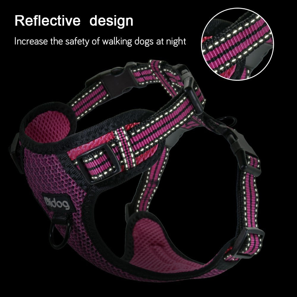 Nylon Dog Harness Reflective Bull Dog Harness Step In No Pull Pet Pug Harnesses Adjustable for Small Medium Dogs Pitbull Puppy