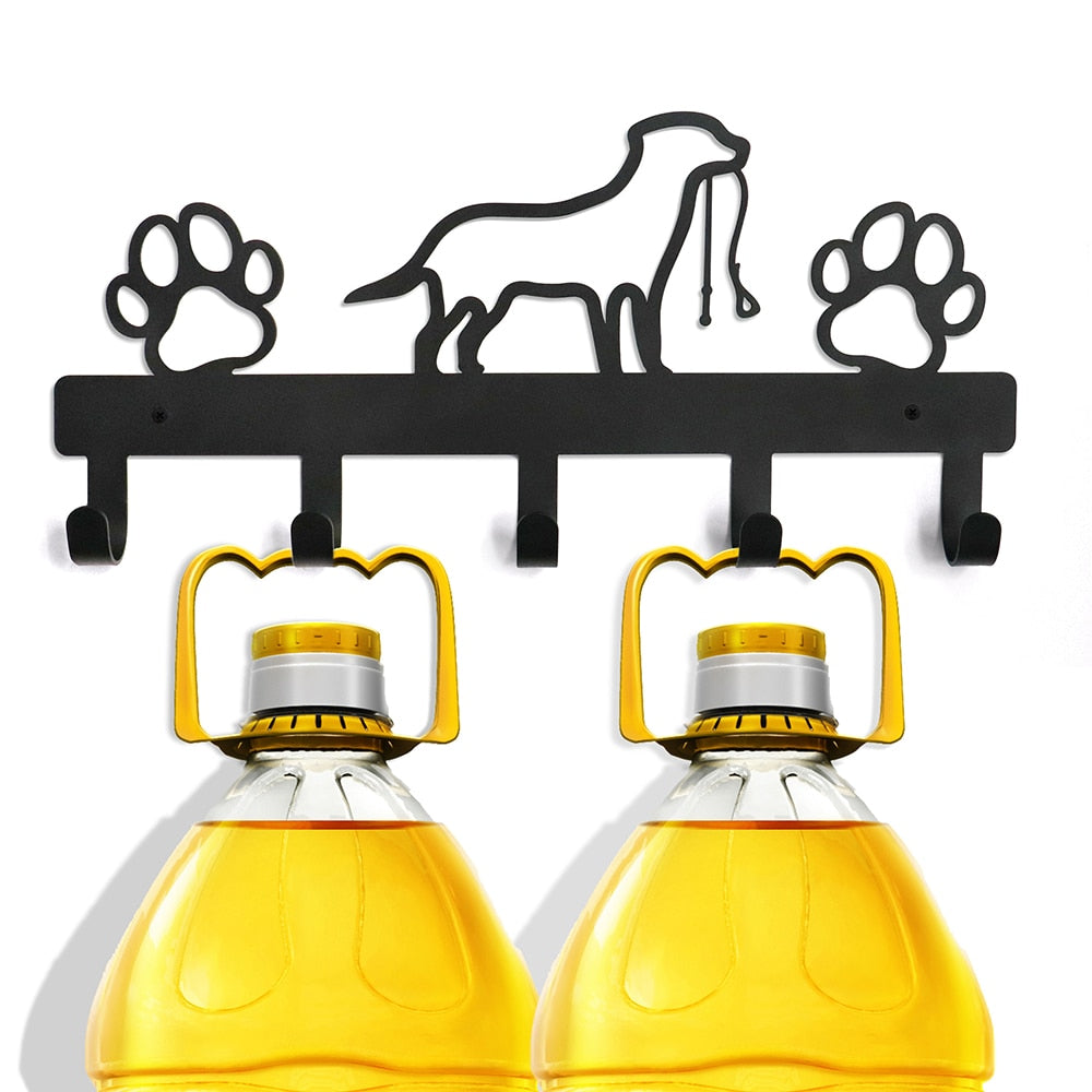 5/7 Hooks Metal Dog Leash Hanger Hook Wall-mounted Pet Toy Rack Key Rack Holder Storage Rack Hook Free Screws Pet Accessories