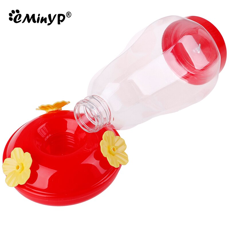 Plastic Hummingbird Feeder For Outdoor 480ML Wild Bird Feeder 3 Feeding Ports Iron Hook Hanging for Garden Tree Yard Outside