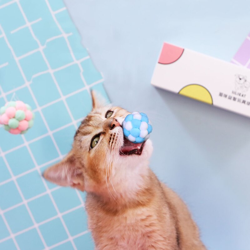 HOOPET Pet Toy Cat Training Palying Toy Ball Stuffed Toys Round Ball With Bells for Cat Dog