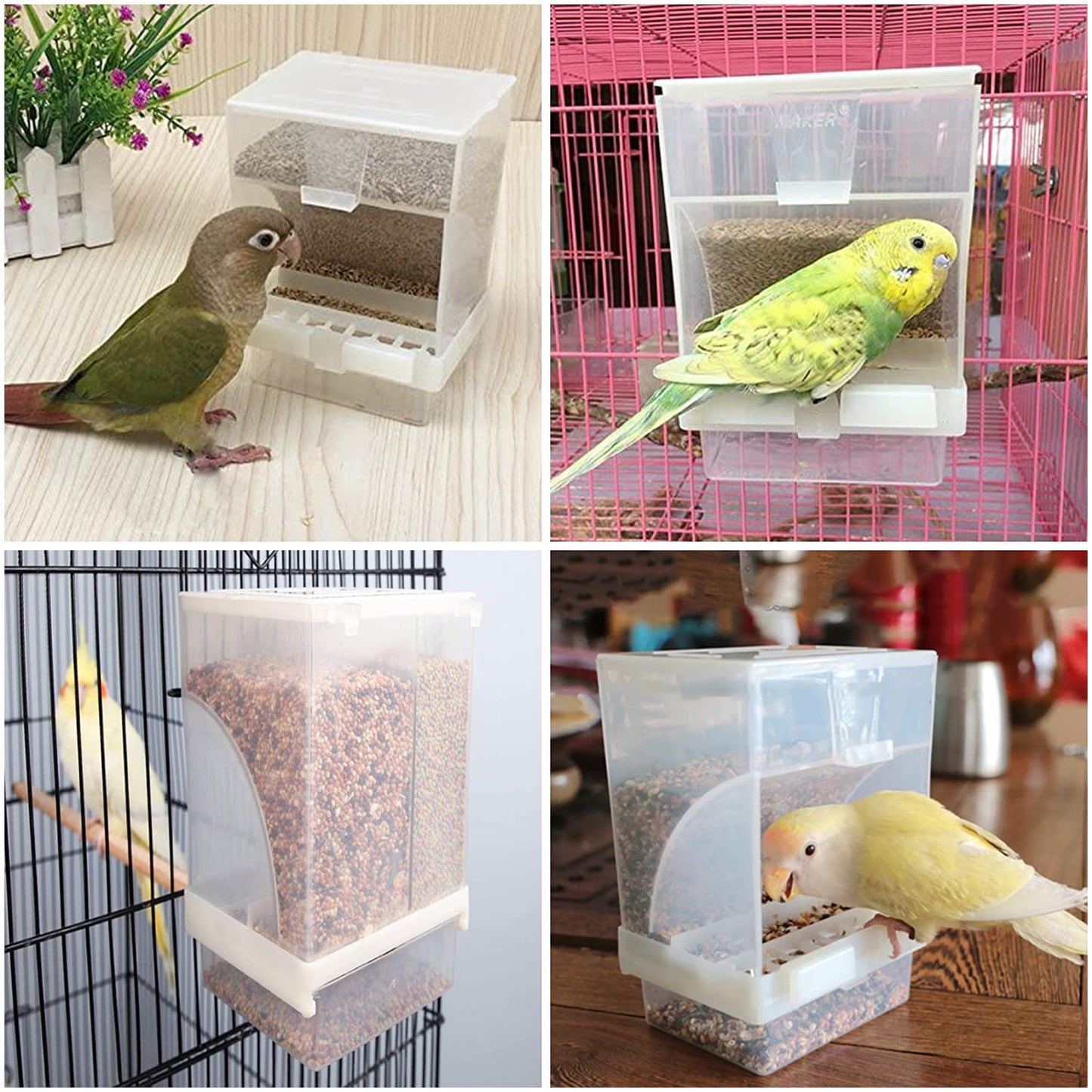 Automatic Bird Feeder 10cm Parrot Feeder Cage Accessories For Budgerigar Canary Cockatiel Finch Parakeet Food Container