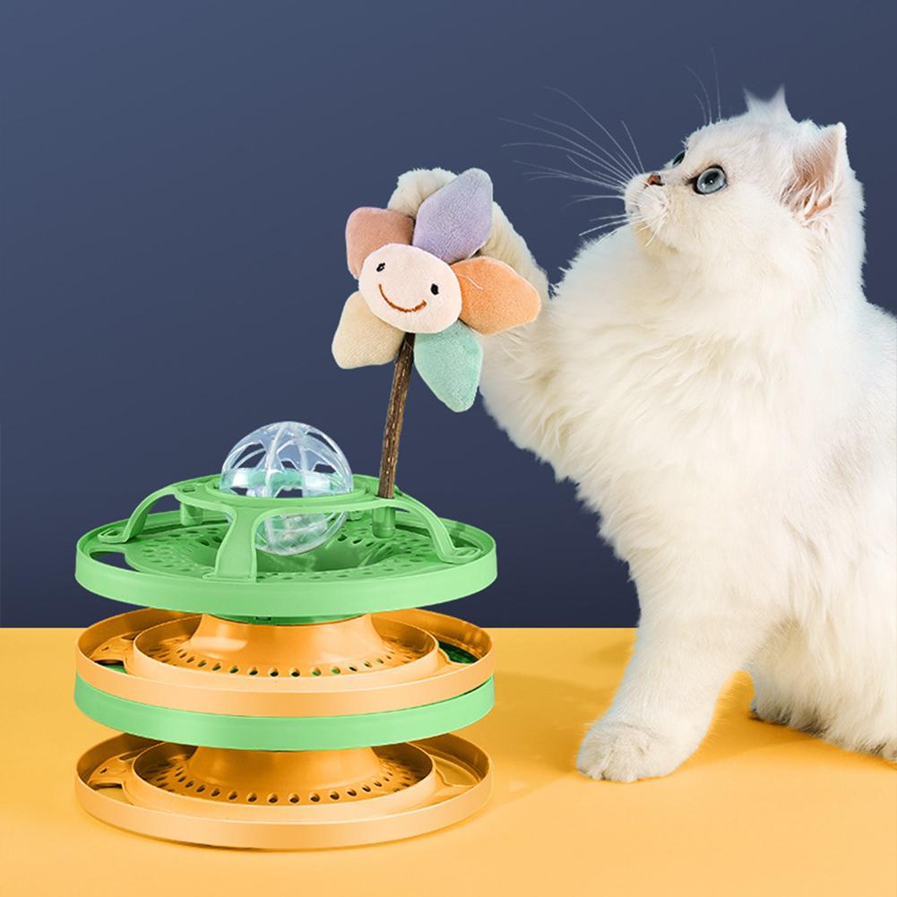 Cat Turntable Tracks Toy Multistory Tower Interactive Magic Glowing Balls Cats Indoor Chasing Exercising Game Funny Puzzle Toys
