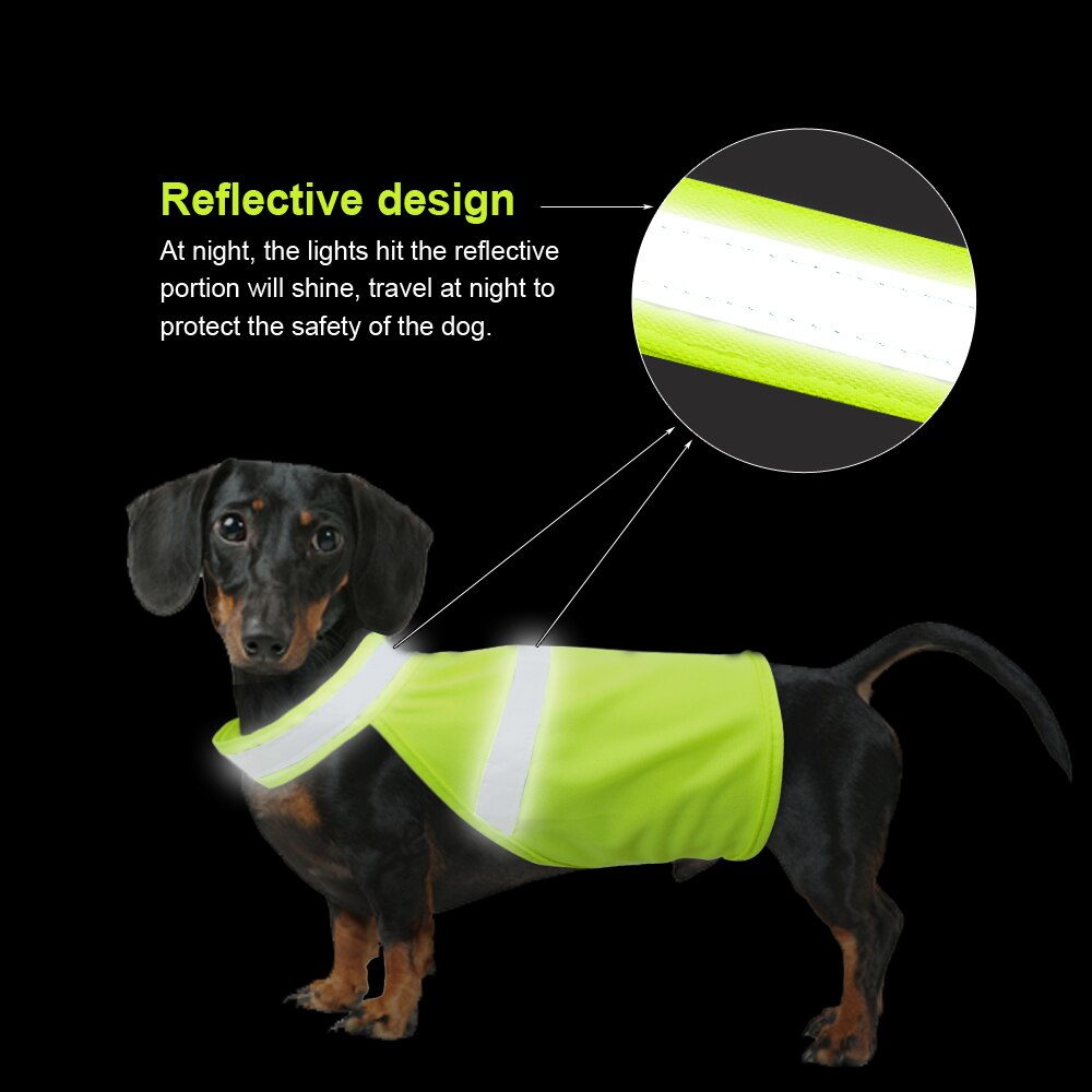 Reflective Dog Safety Vest Fluorescent High Visibility Dog Clothes Waterproof Luminous Pet Clothing for Small Medium Large Dogs
