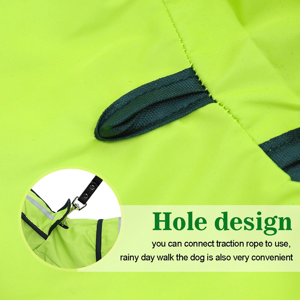 Dog Raincoat Reflective Rain Jacket Waterproof Pet Clothes Safety Rainwear For Pet Small Medium Dogs Puppy Doggy Green Red S-2XL
