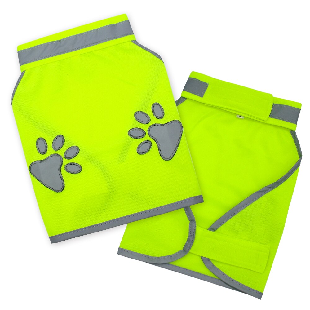 Reflective Super Visibility Dog Clothes Paw Print Dog Safety Vests Harness For Small Medium Large Dogs Outdoor Hiking Walking