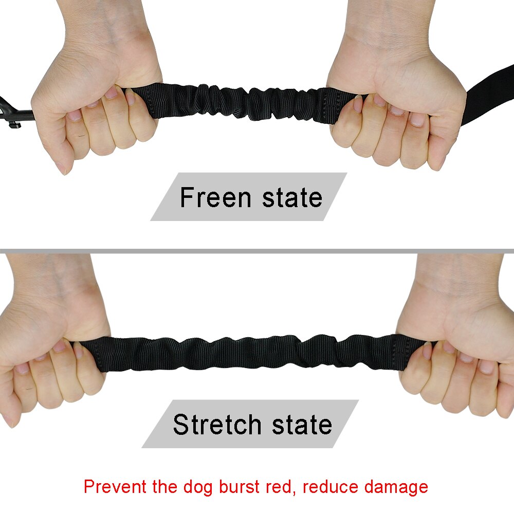 Bungee 3 Way Dog Leash Coupler No Tangle Nylon Adjustable Walking Strap Multiple Pet Three Dogs Leads Black Small Large Dogs