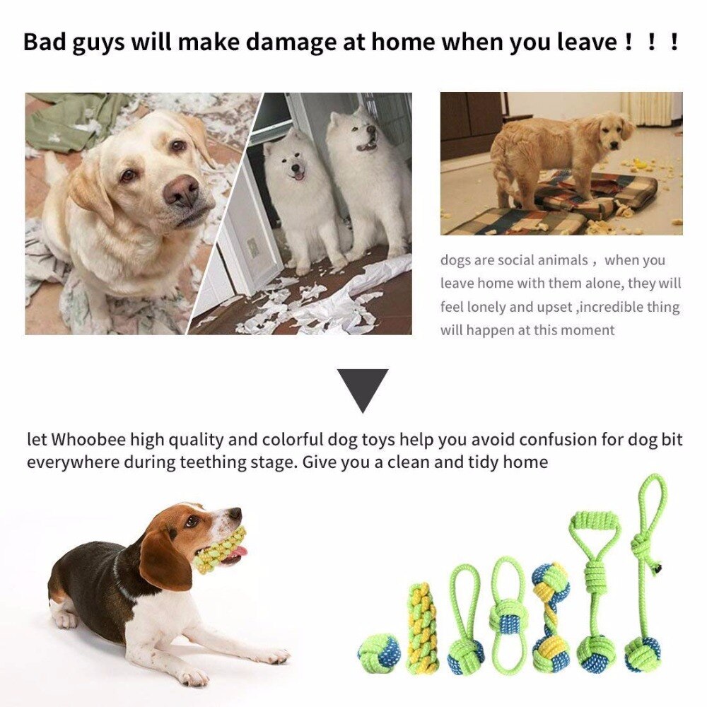 Dog Toys Rope Cotton Chew Tooth Cleaning Knot Ball Dog Toys Bite Resistant Pet Toys Ball For Small Medium Large Dog Interactive