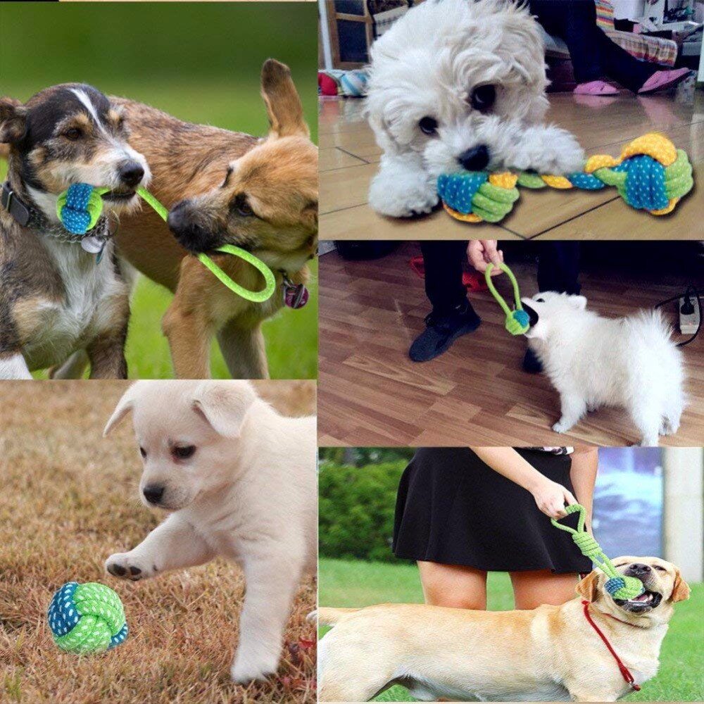 Dog Toys Rope Cotton Chew Tooth Cleaning Knot Ball Dog Toys Bite Resistant Pet Toys Ball For Small Medium Large Dog Interactive