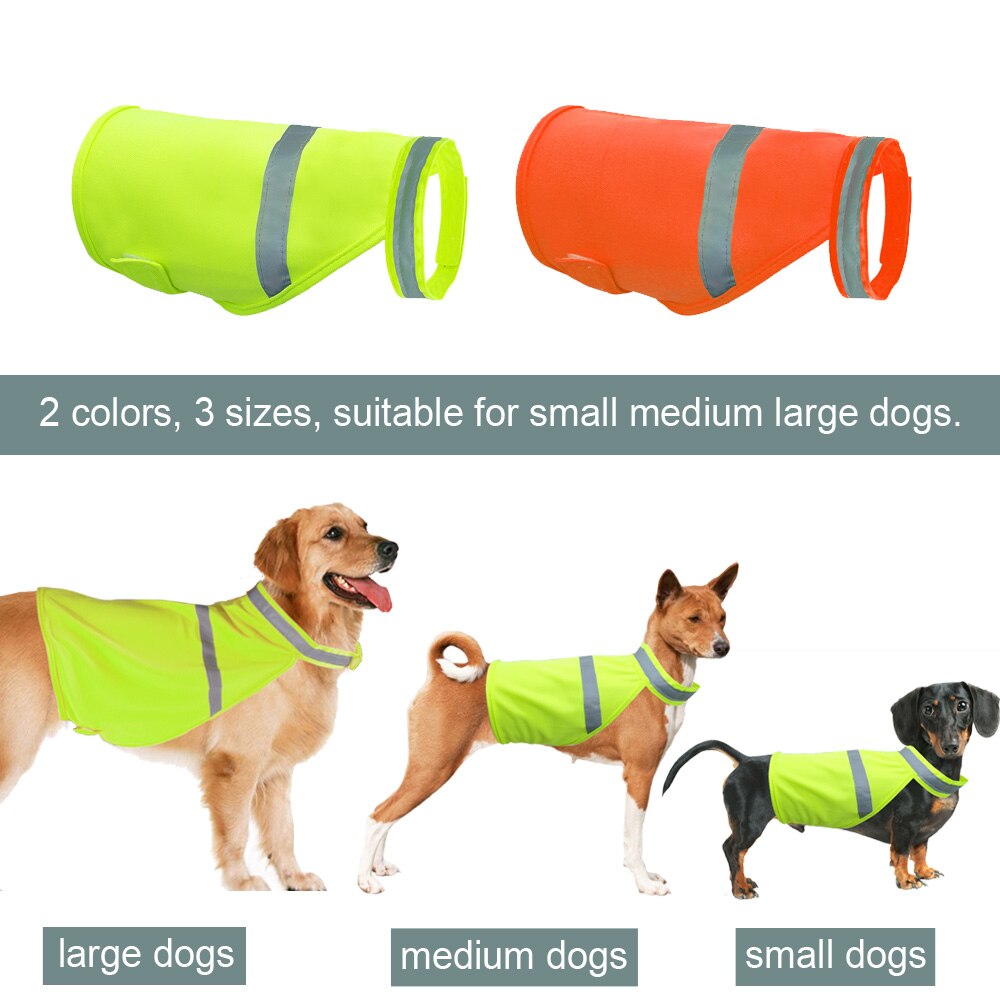 Reflective Dog Safety Vest Fluorescent High Visibility Dog Clothes Waterproof Luminous Pet Clothing for Small Medium Large Dogs