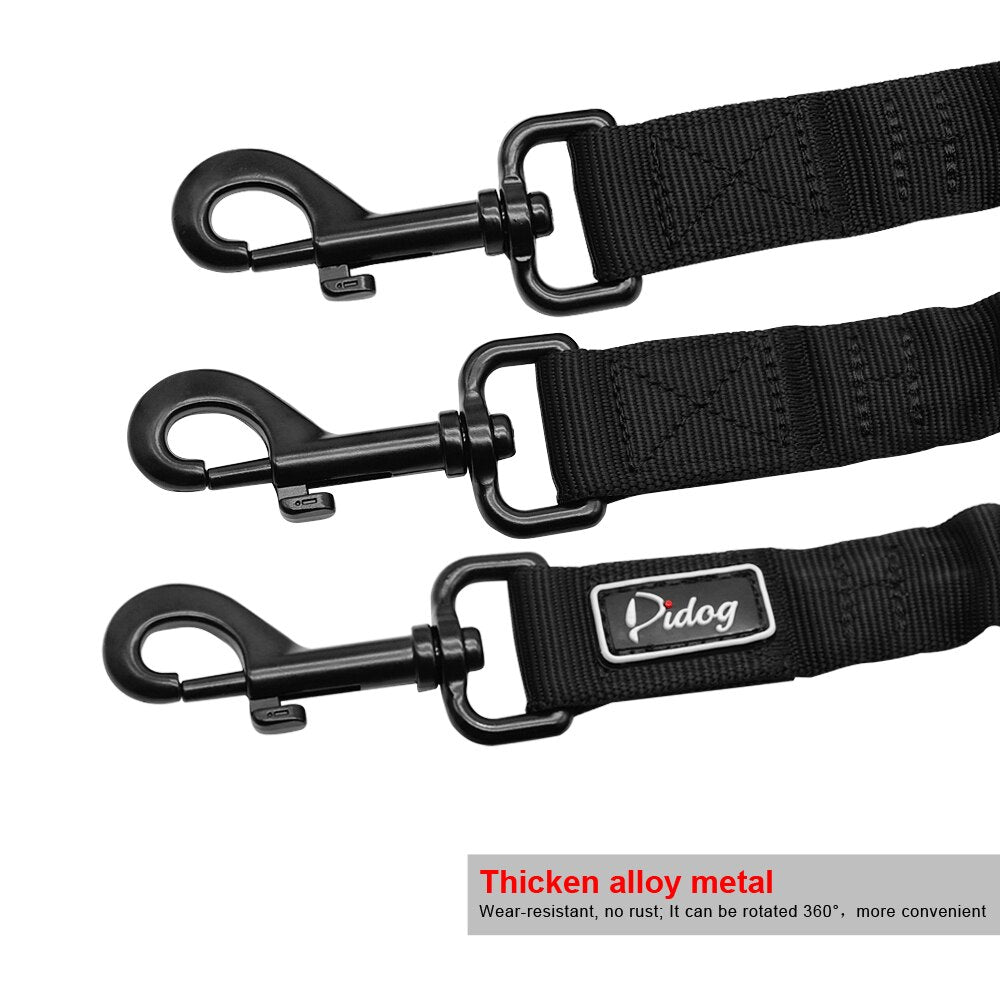 Bungee 3 Way Dog Leash Coupler No Tangle Nylon Adjustable Walking Strap Multiple Pet Three Dogs Leads Black Small Large Dogs