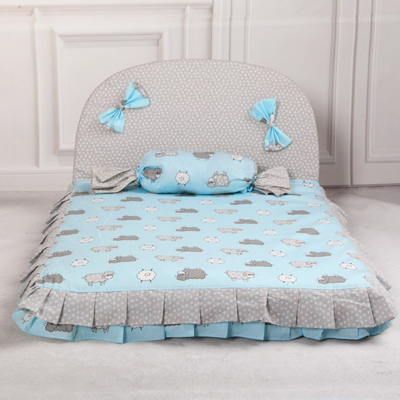Candy Princess Dog Bed Dog House Nest Blue Pink Autumn Winter Pet Sofa Cushion Cover Car Mats For Little Small Animal Pets