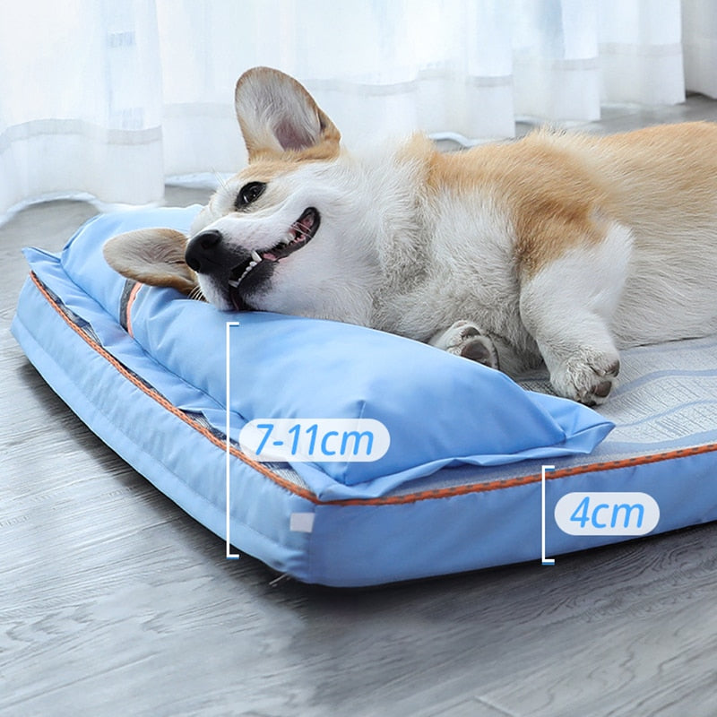 HOOPET Summer Dog Bed Thick Mat for Dogs Pet Sofa with Pillow for Small Medium Large Dogs Cats Cooling Dog Pad Pet Supplies
