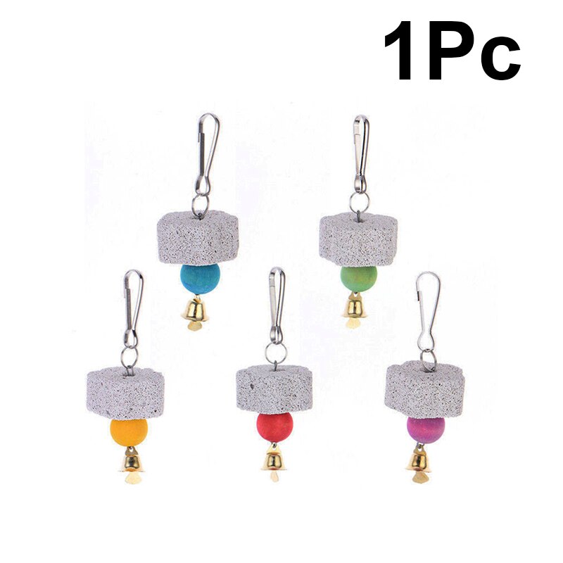 Parrot Hanging Chewing Toy 1/2Pcs Parrots Minerals Stone Molar Beak Trimmer Calcium Stone With Bell For Cockatiel African Grey