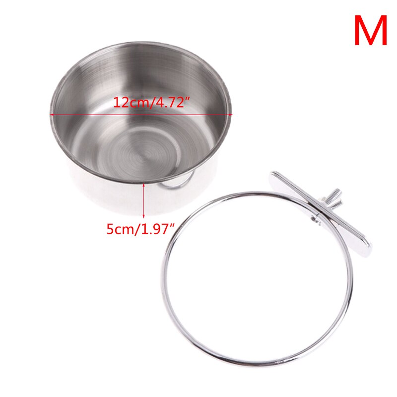 Parrot Feeding Cup Bird Food Dish Stainless Steel Parrot Feeder Water Cage Bowl With Clamp Holder For Cockatiel Budgies Parakeet