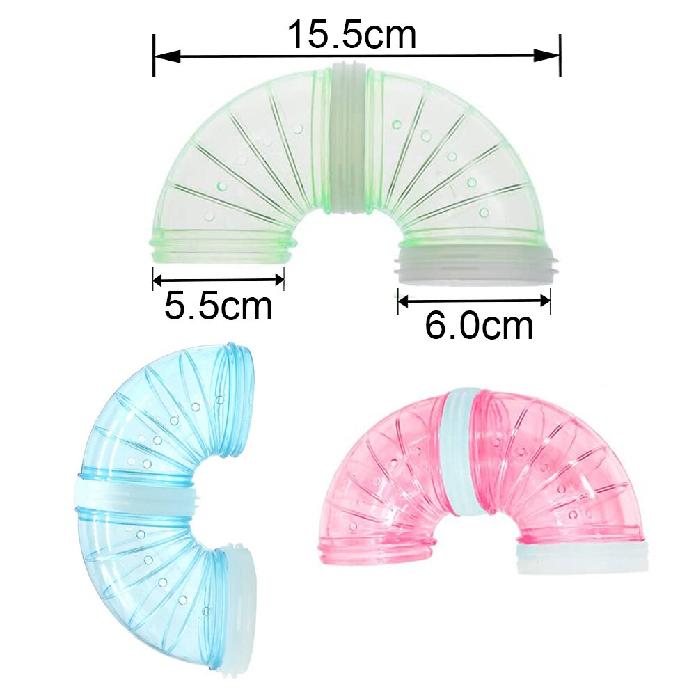 Hamster Tunnel Tube Part Transparent Curved Straight Tunnel Pipe DIY Small Pet Cage External Sports Tunnel Toy For Mouse Rat