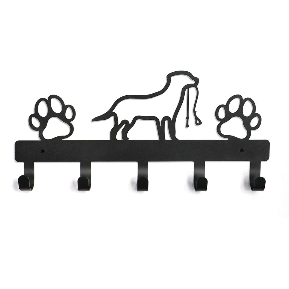 5/7 Hooks Metal Dog Leash Hanger Hook Wall-mounted Pet Toy Rack Key Rack Holder Storage Rack Hook Free Screws Pet Accessories