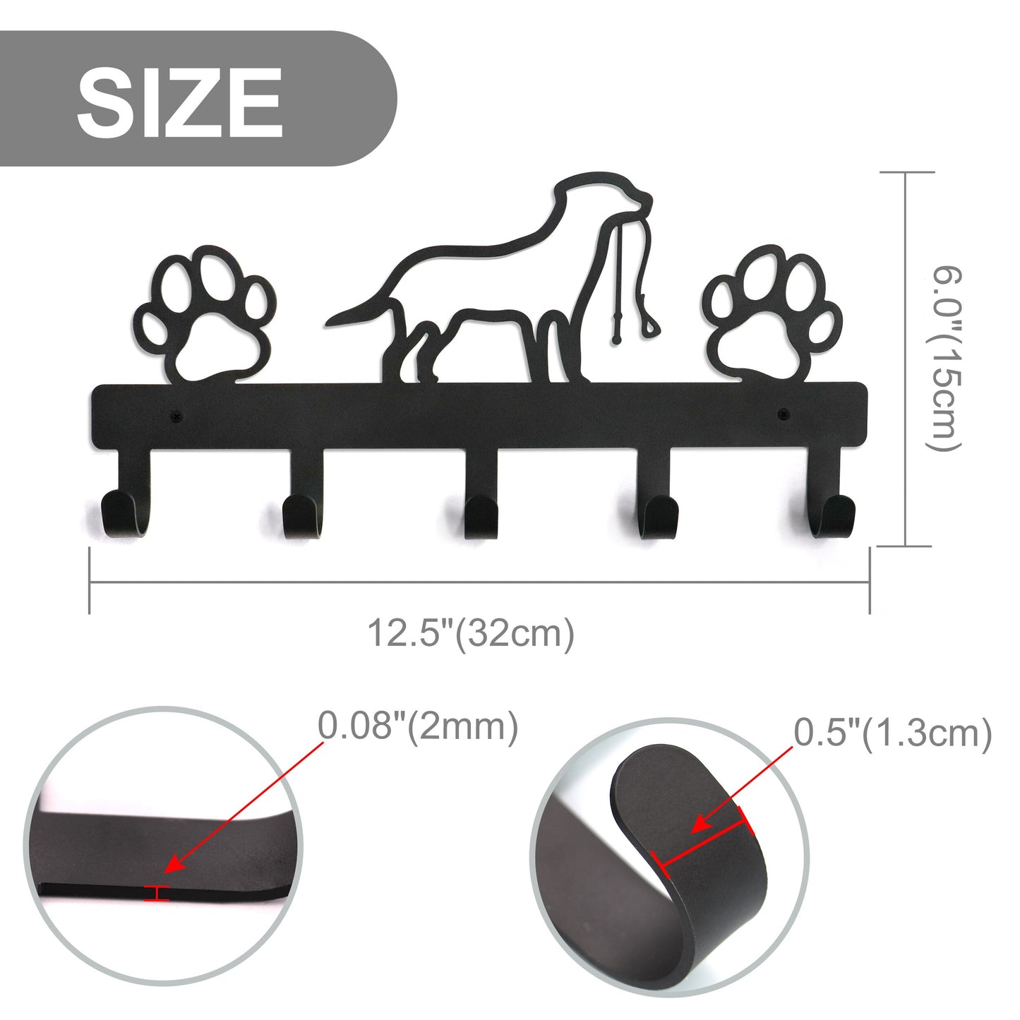 5/7 Hooks Metal Dog Leash Hanger Hook Wall-mounted Pet Toy Rack Key Rack Holder Storage Rack Hook Free Screws Pet Accessories