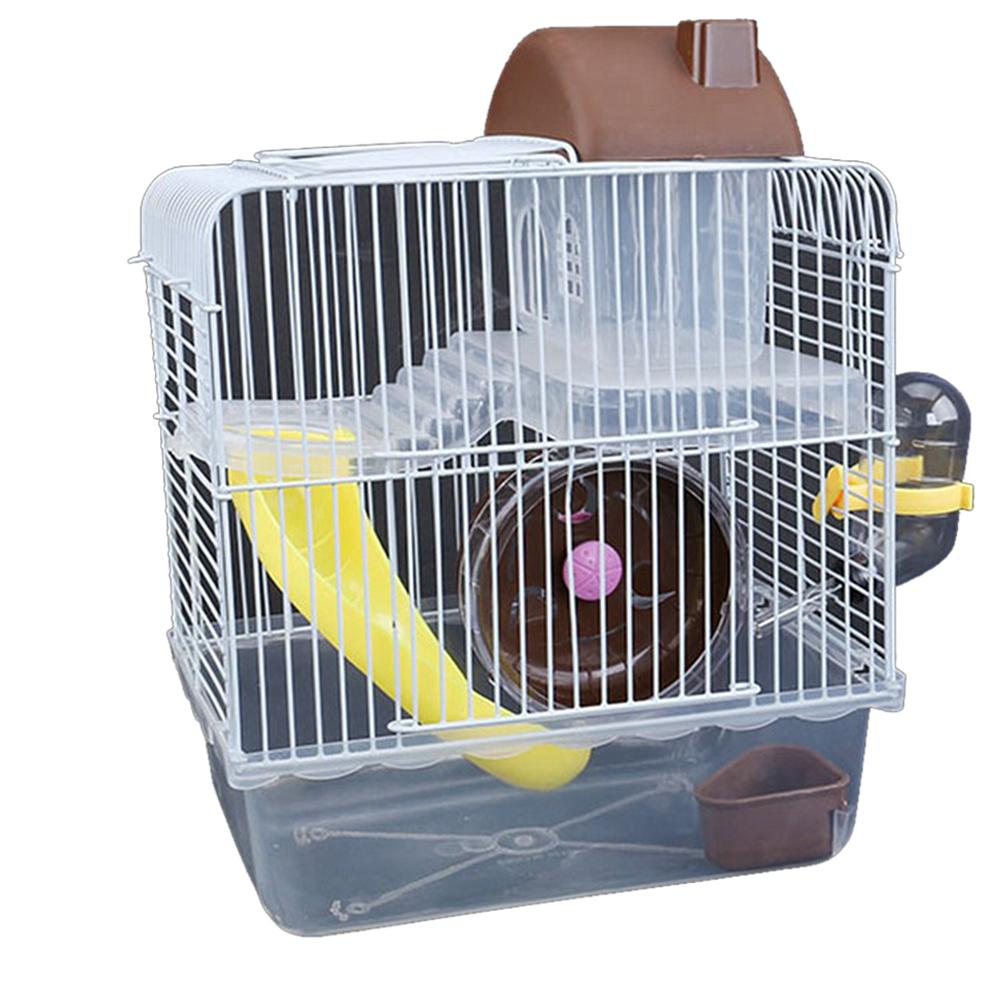 Pet Cage Double Layer Villa Shape Iron Wire Cage Hamster Cottage With Feeding Bowl Running Wheel Slide Toy for Pet Hamster