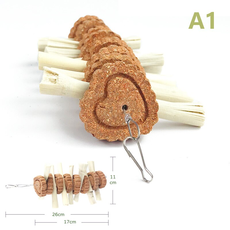 Guinea Pig Bite Grind Teeth Toys Pets Apple Branch Sticks with Grass Ball Molar Bunny Chew Toy for Rabbit Hamster Chinchilla