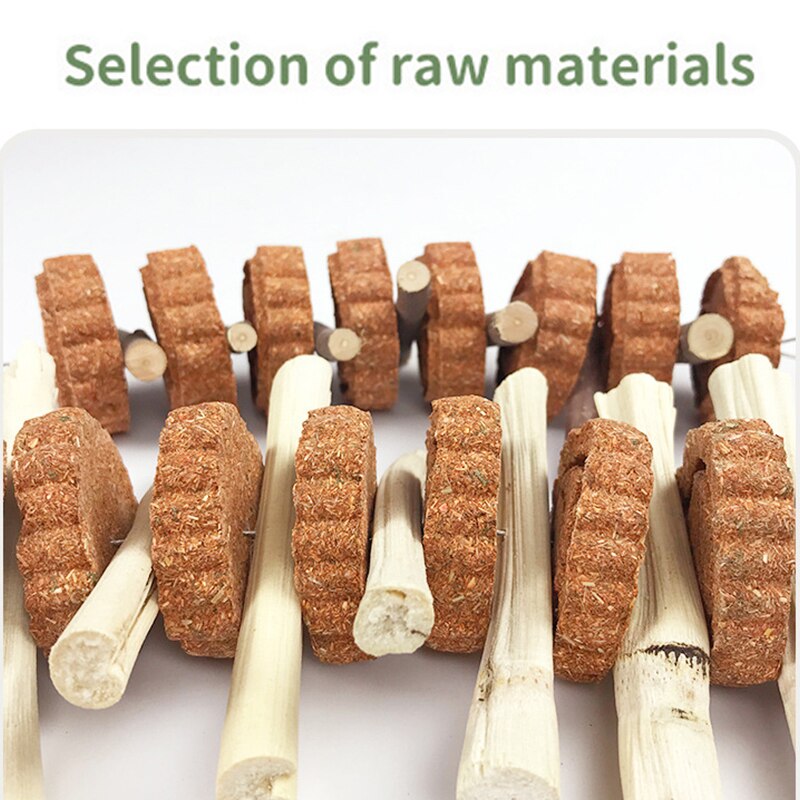 Guinea Pig Bite Grind Teeth Toys Pets Apple Branch Sticks with Grass Ball Molar Bunny Chew Toy for Rabbit Hamster Chinchilla