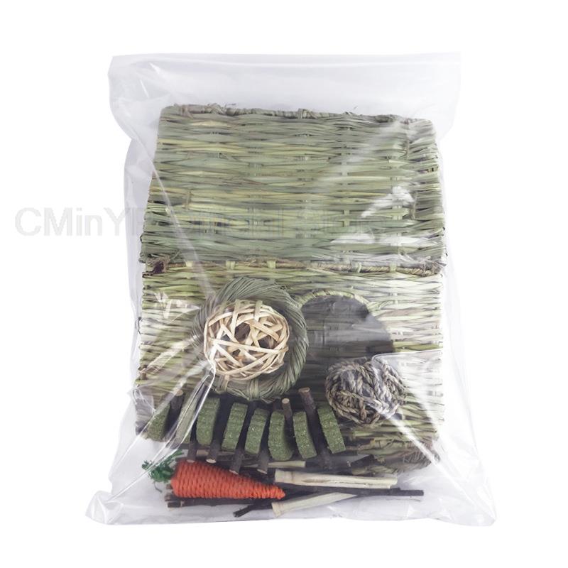 10Types(1Set) Small Pet Chew Toys Hay For Guinea Pig Rabbit Hamster Gerbil Teeth Cleaning Toys Branches Carrot Toy Pet Supplies