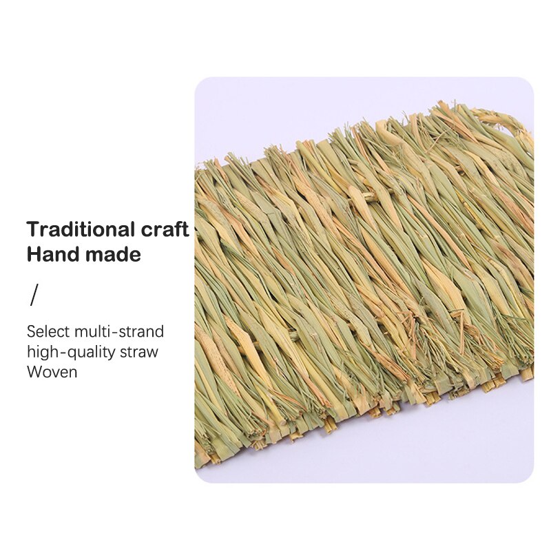Rabbit Natural Grass Chew Mat Small Animals Hamster Guinea Pig Cage Edible Rabbits Mats for Cages Bird Nests Bunny House Pad