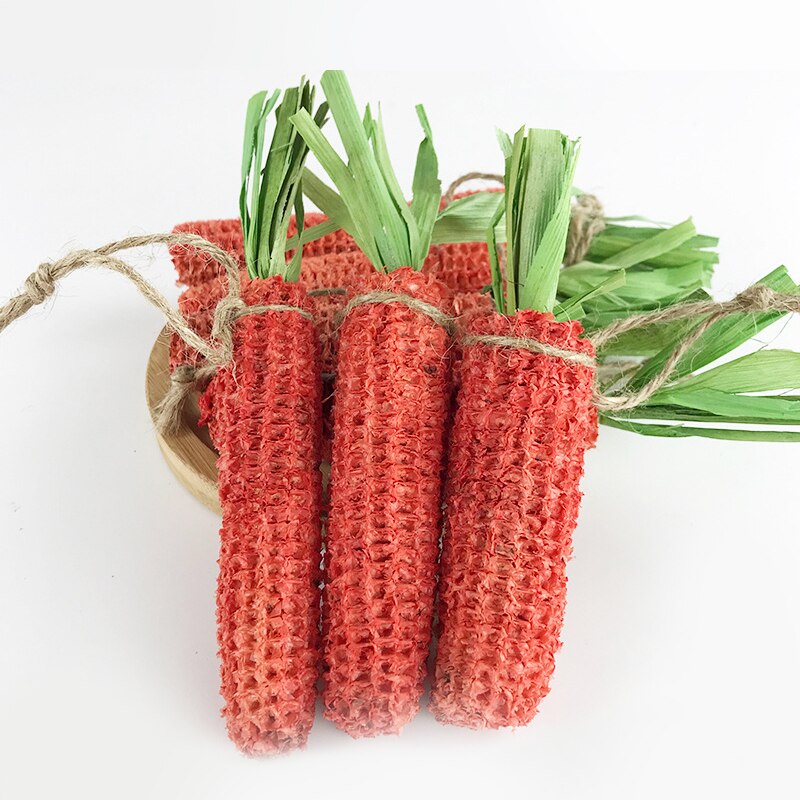 3pcs Hamster Rabbit Chew Toy Bite Grind Teeth Toys Natural Corncob Carrot Tooth Cleaning Molar Toys for Small Animal Supplies