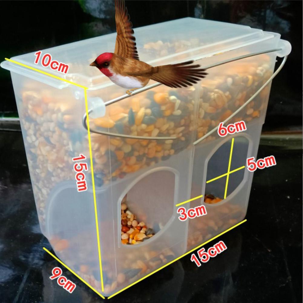 Pigeon Two Hole Hanging Cage Box Automatic Feeder Large Capacity Food Trough Food Storage Case Birds Supplies