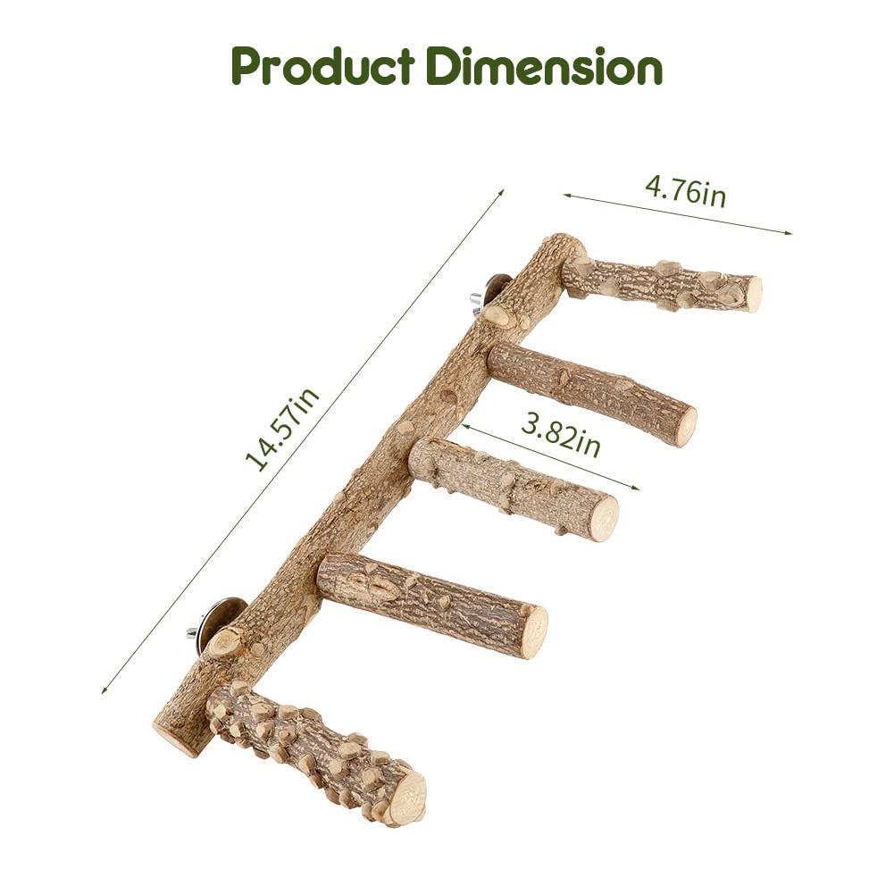 Parrot Nature Wood Climbing Ladder Perch Stand Chew Toys Bird Cage Accessories For Small Animal