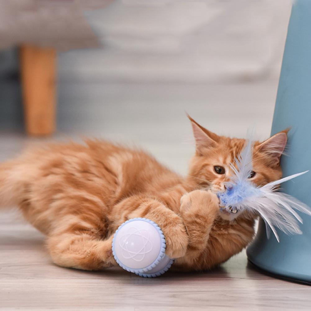 Electric Feather Cat Teaser Stick Smart Cat Self-happy Playing Wand Tumbler Toy Pet Supplies