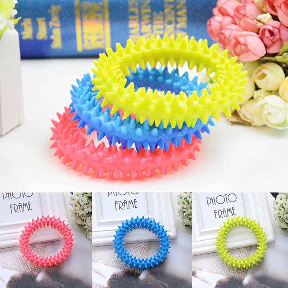Tpr Rubber Thorn Ring Circle Bite-resistant Tooth Cleaning Molar Toys For Cats Dogs (random Colors)