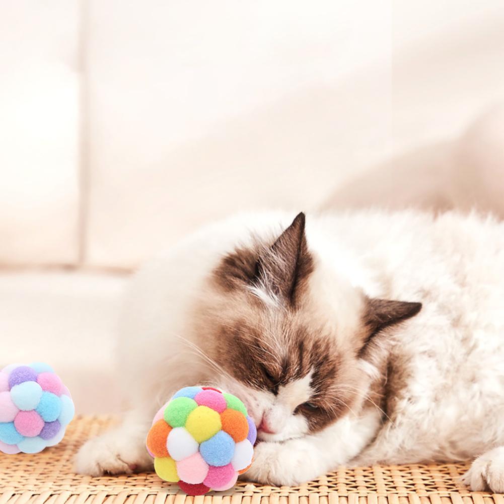 3pcs Plush Cat Teaser Stick Bite-resistant Funny Interactive Spring Toy Ball Playing Wand Pet Supplies