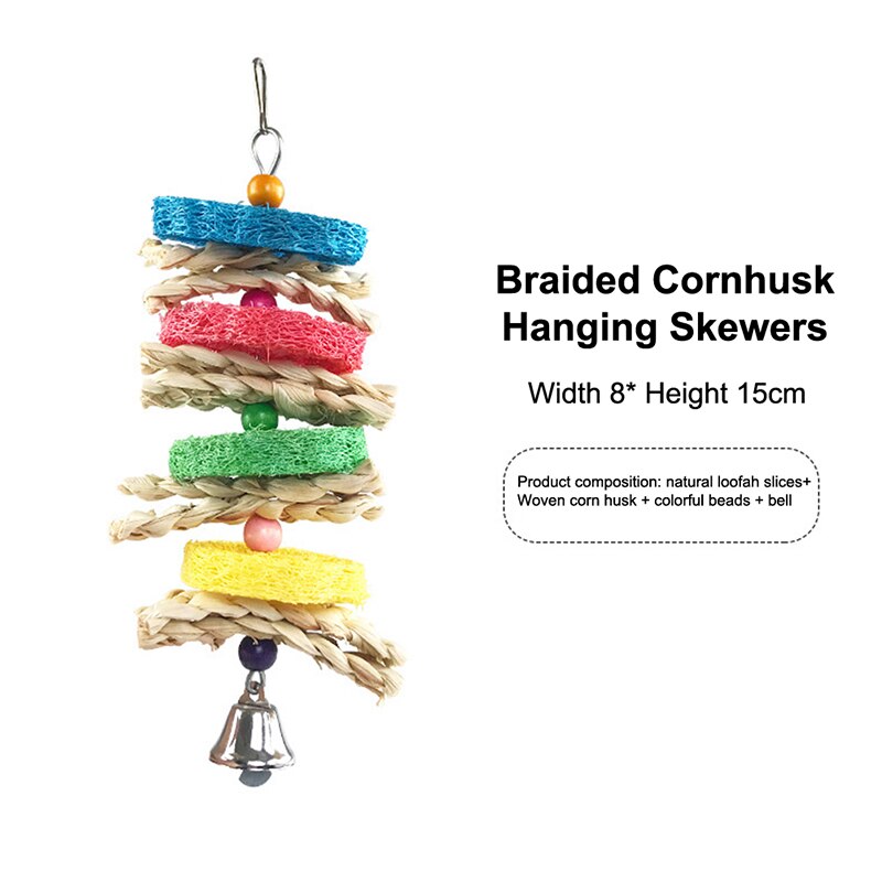 Bird Chewing Toy Parrot Hanging Bell Bite Rattan Ball Molar Toys Parrots Parakeet Birdcage Decoration Rabbit Hamster Chew Toys