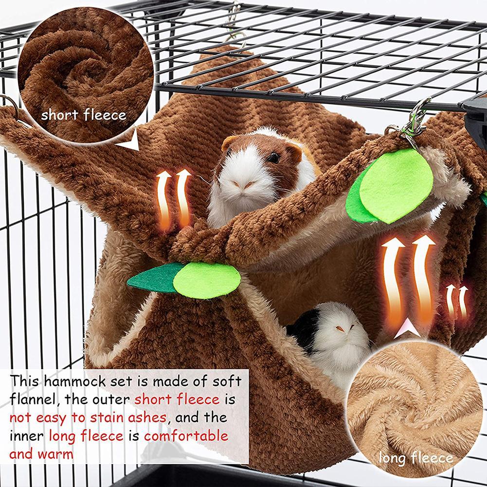 2pcs/set Plush Hanging Hammock Tunnel Hideout Warm Double-layer Pet Sleeping Bag Supplies