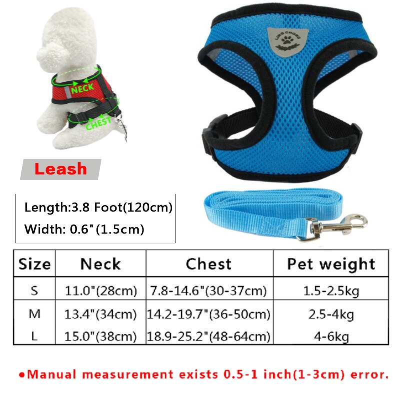 Small Cat Puppy Harness Leash Set Soft Breathable Pet Cat Harness Mesh Cat Vest with Lead for Small Cat Dogs Chihuahua Kitten