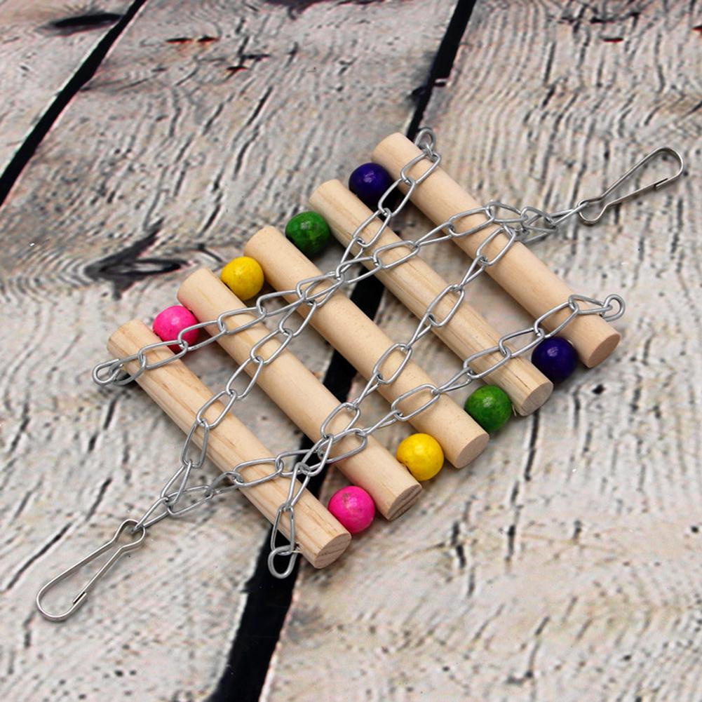 Parrot Wooden Suspension Bridge Hammock Swing Stand Bar Chew Toys Bird Cage Accessories Bird Supplies