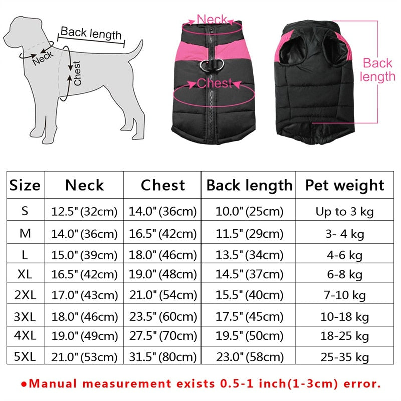 S-5XL Winter Warm Dog Clothes Waterproof Outfit Vest Winter Clothes for Pets Small Big Dogs acket Coat Padded Jacket Windproof